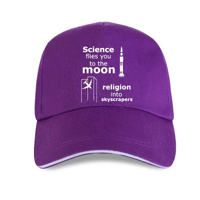 

new cap hat Atheist Scientist Funny Science Flies You To The Moon Religion Flies You Into Buildings Men Baseball Cap