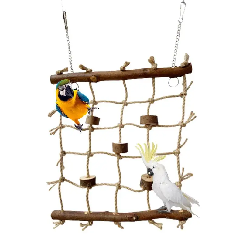 

Bird Climbing Net Parrot Climbing Cotton Rope Net Ladder Easy To Install Sturdy Climbing Ladder Bird Cage Toy Accessories