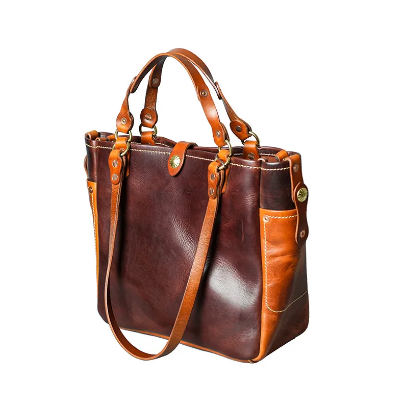 Vintage fashion luxury desig top layer cowhide  men's handbag outdoor leisure organizer genuine leather youth shoulder bag