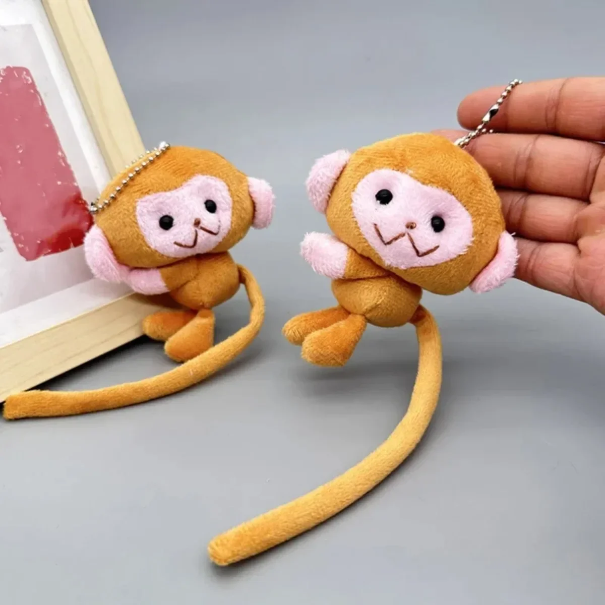 Charming Long Tailed Monkey Plush Keychain - Cute DIY Doll Pendant and Backpack Accessory