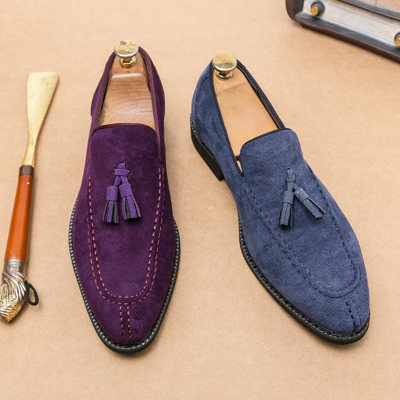 Size 38-48 Business Men Tassel Shoes European American One Step Comfortable Fashion Pointed Leather Shoes British Dress