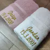 AHSNME Customized Baptism Towel 70x140cm Bath Towels for Baby Christening White Towel with Name and Date 4