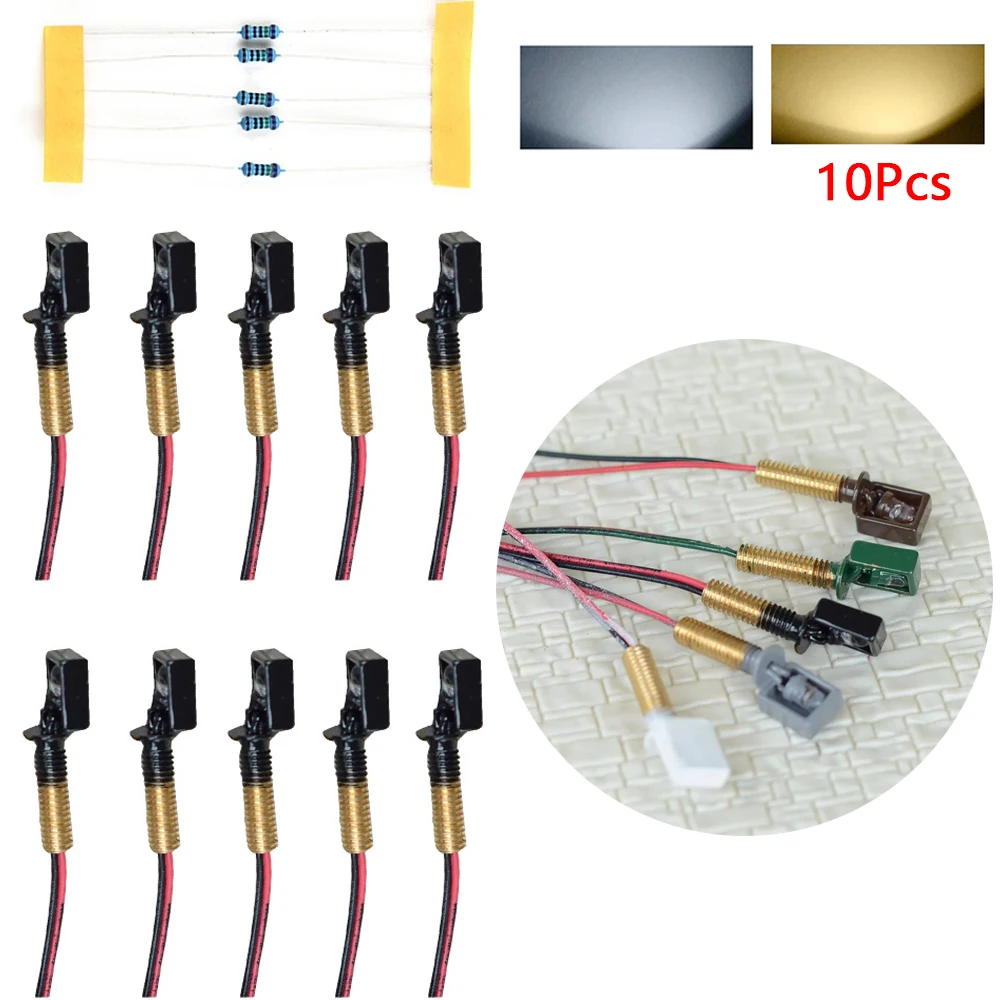

10Pcs OO/HO Scale Street Bracket Light Model Wall Lamp Posts LED Building Kit for DIY Sand Table Scene Layout Lighting Lamps