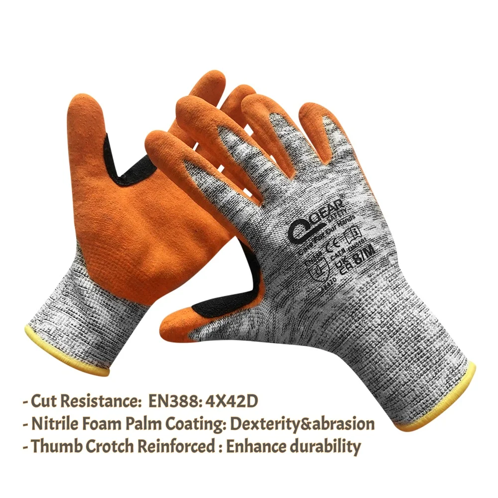 RUBBER LATEX COATED ORANGE SAFETY WORK GLOVES MENS BUILDERS GARDENING - View #14