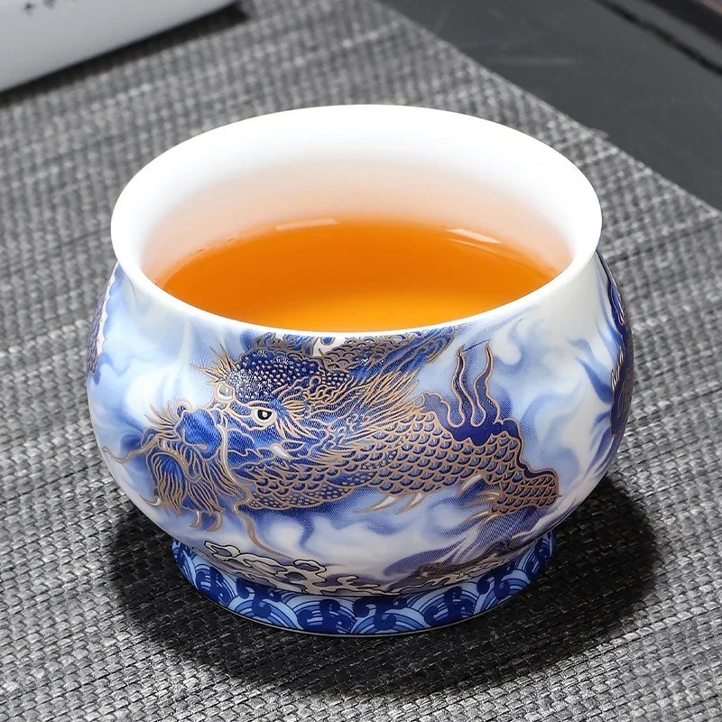 Handmade Ceramic Teacup Ice Jade Porcelain Dragon Shengshi Teacup Office Personal Cup Business Gift tea cup