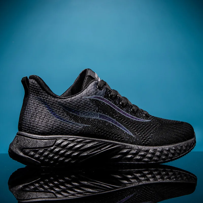 

Мужские кроссовки для бега, черные сетчатые дышащие кроссовки с низким верхом, на шнуровке, нескользящая спортивная обувь на мягкой подошве для осени, 2023