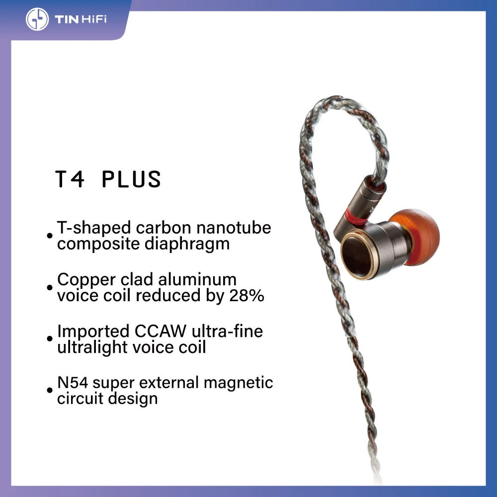 

TINHIFI T4 PLUS Space Station In Ear IEMs HIFI Earphones Dynamic Dirver Carbon Composite Diaphragm Monitor with 2pin 0.78 Cable