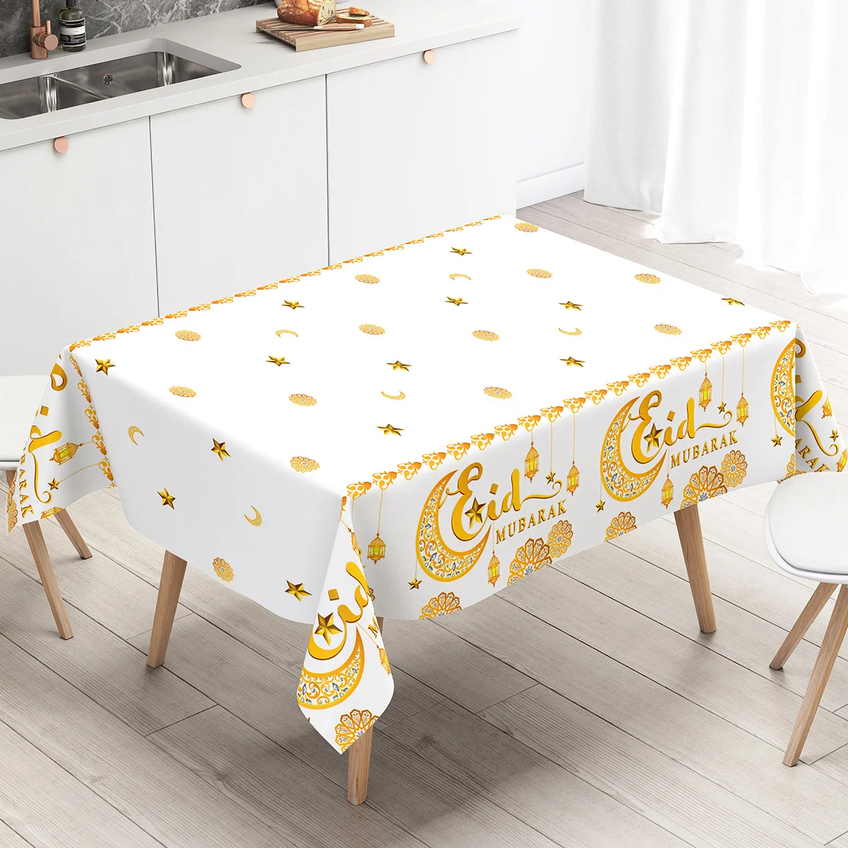 EID Mubarak Ramadan Plastic PE Tablecloth Ramadan Decor For Home 2025 Ramadan Kareem Islamic Muslim Party Eid Al Adha Gifts 6