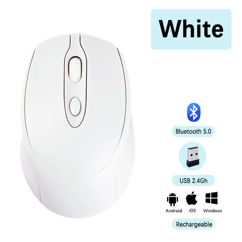 Ergonomic Dual Mode Wireless Bluetooth Mouse with Rechargeable Battery