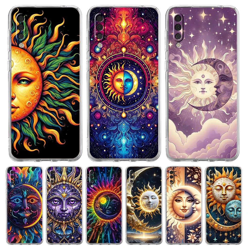 Celestial Transparent Soft Phone Case Cover – Moon Sun Design