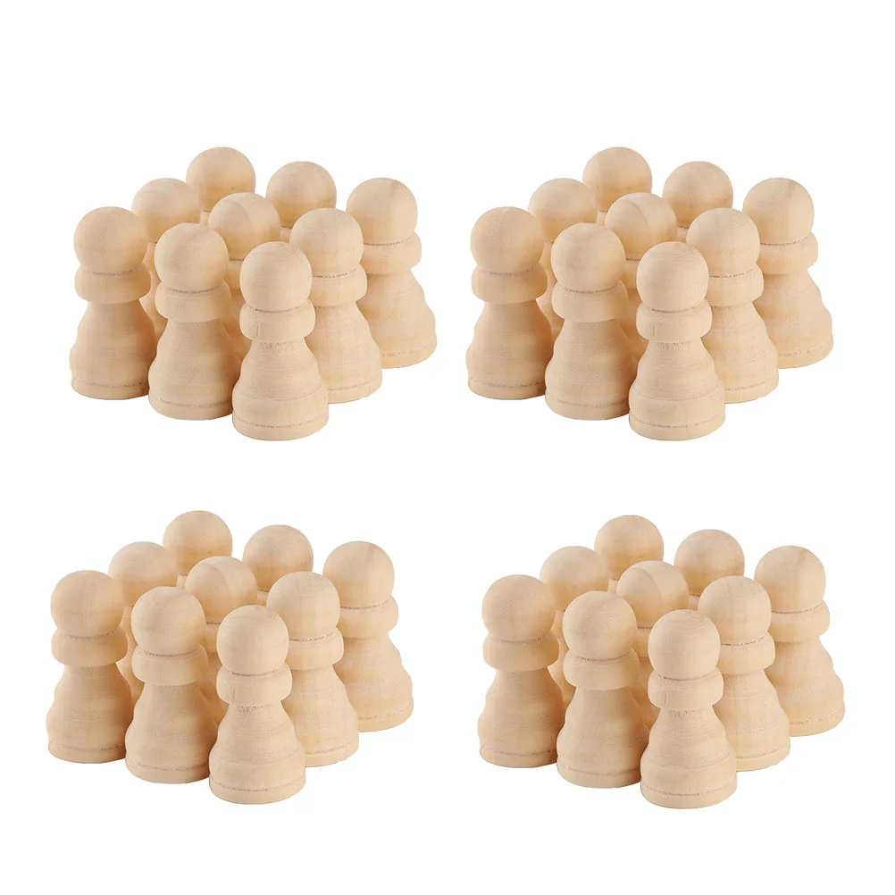 

50 Pcs Wooden Chess Pieces Craft Painting Toy Board Game Accessories Woody Puzzle Crafts DIY Child Desktop Toys