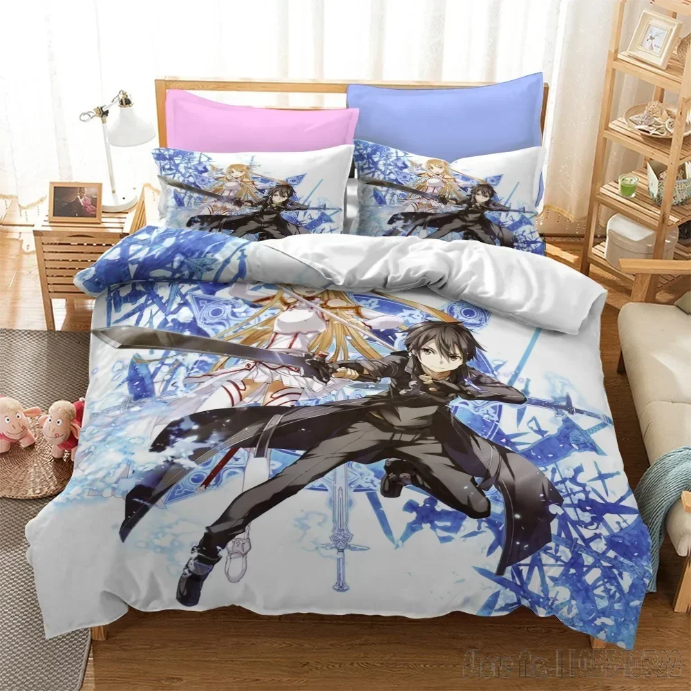Sword Art Online Cartoon Duvet Cover Set HD Comforter Cover for Kids Bedding Sets Bedclothes Bedroom Decor