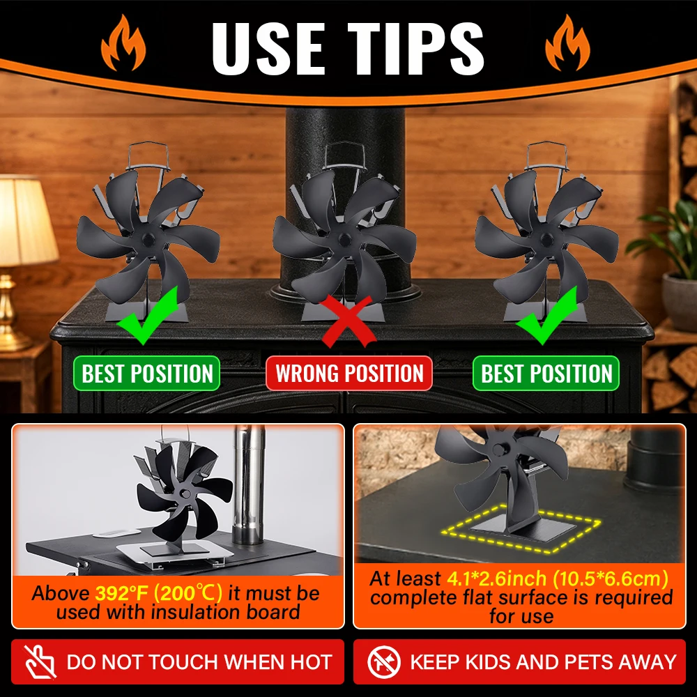 Eco-Friendly Heat Powered Wood Stove Fan | Efficient Quiet Heat Distribution System