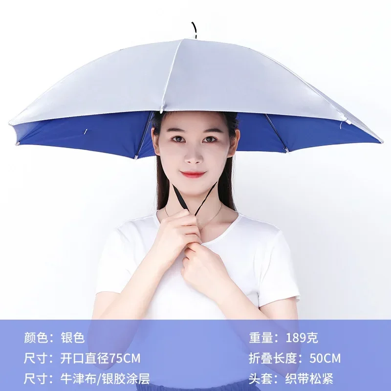 Outdoor Folding Umbrella Fishing Sun Shade Portable Rain Hat Anti-UV Camping Fishing Headwear Cap Beach Head Hats
