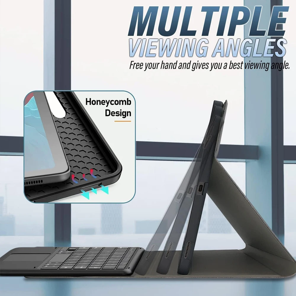 Detachable 12-Inch Tablet Keyboard Case with 7-Color Backlit