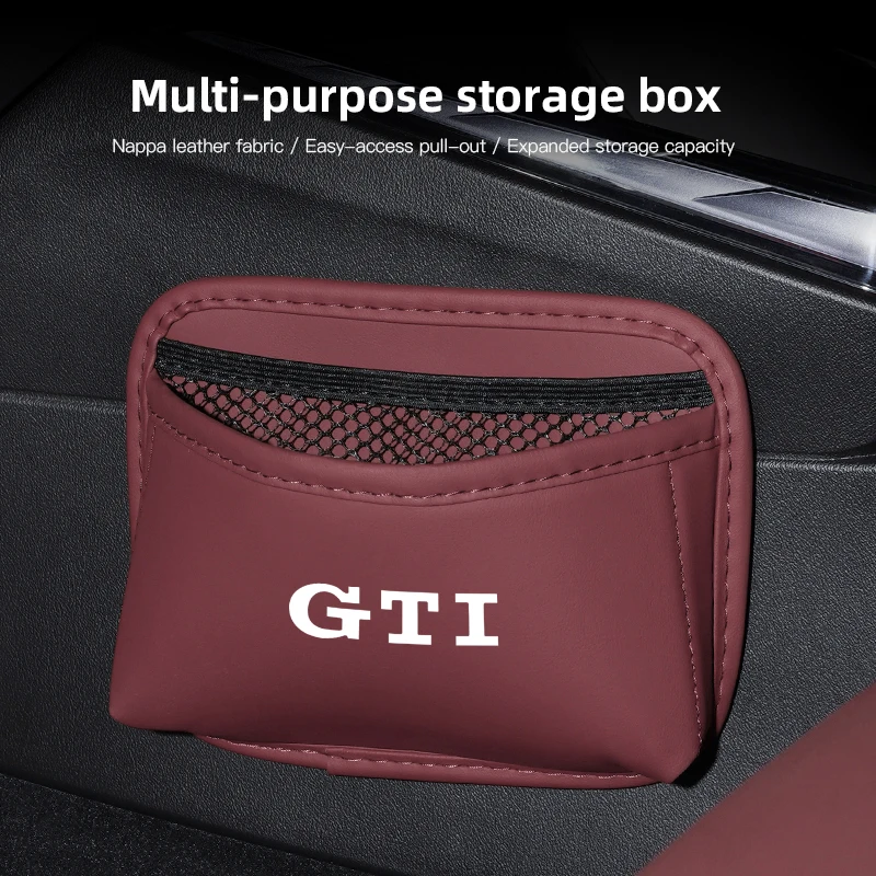 폭스바겐 폴로 골프 T5 캐디 T4 투란 GTI 파사트 시로코 티구안 GTD GTE용 PU 가죽 차량용 수납 정리 가방 포켓