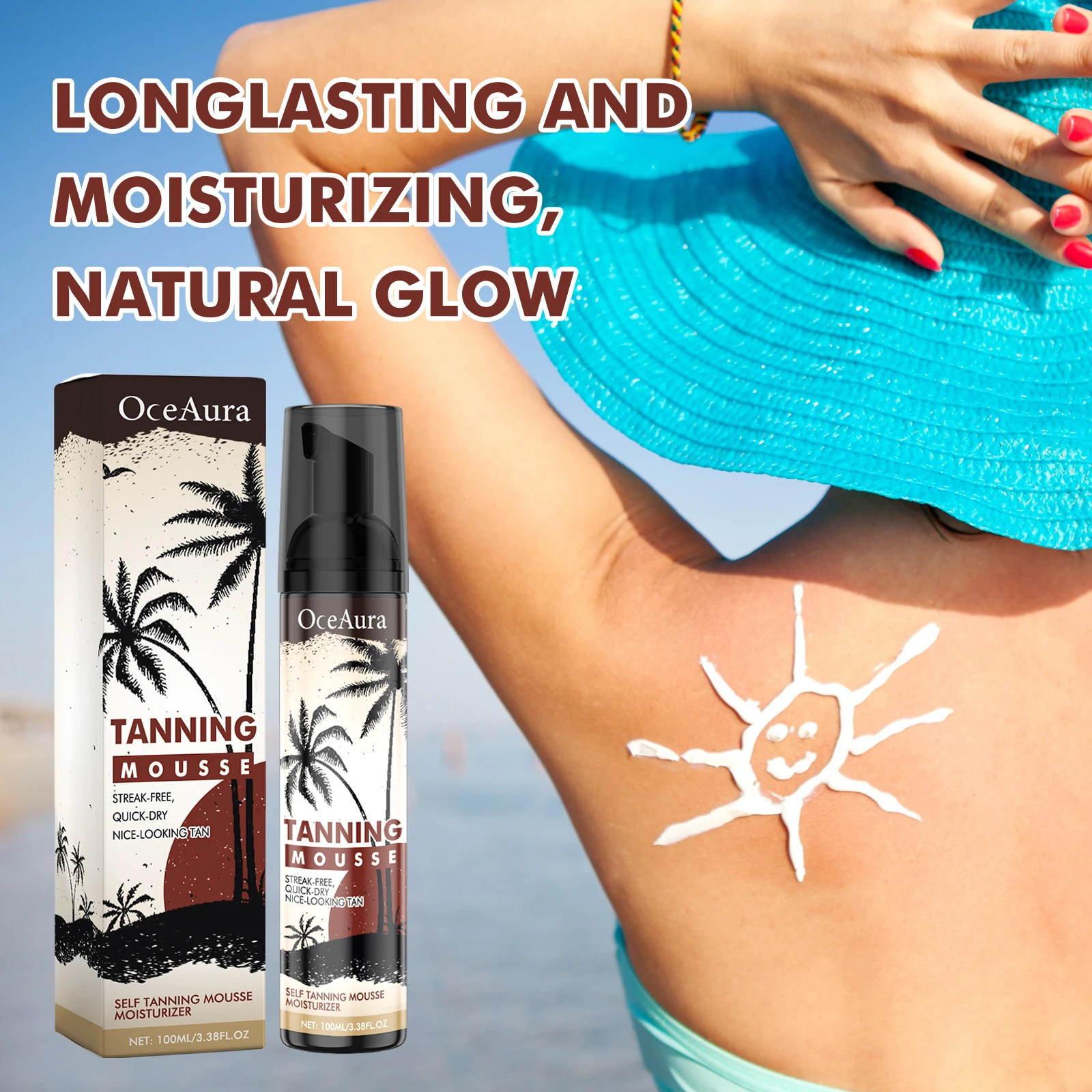 Body Self Tanner Mousse Bronzer Tanning Sunbath Long Lasting Smooth Nourish Natural Shining Brown Color Sunless Tanning Product