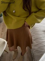 Women Two Piece Set Mini Skirt And Sweater Matching Sets Autumn Winter Sweaters Brown Chocolate Knit Skirt Sets Women 2 Piece - Image 5
