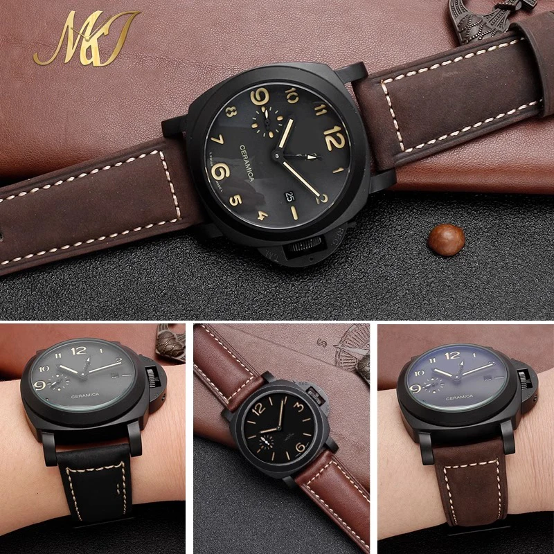 Genuine Cowhide Men's Frosted Handmade Retro Crazy Horse Leather Watch Strap