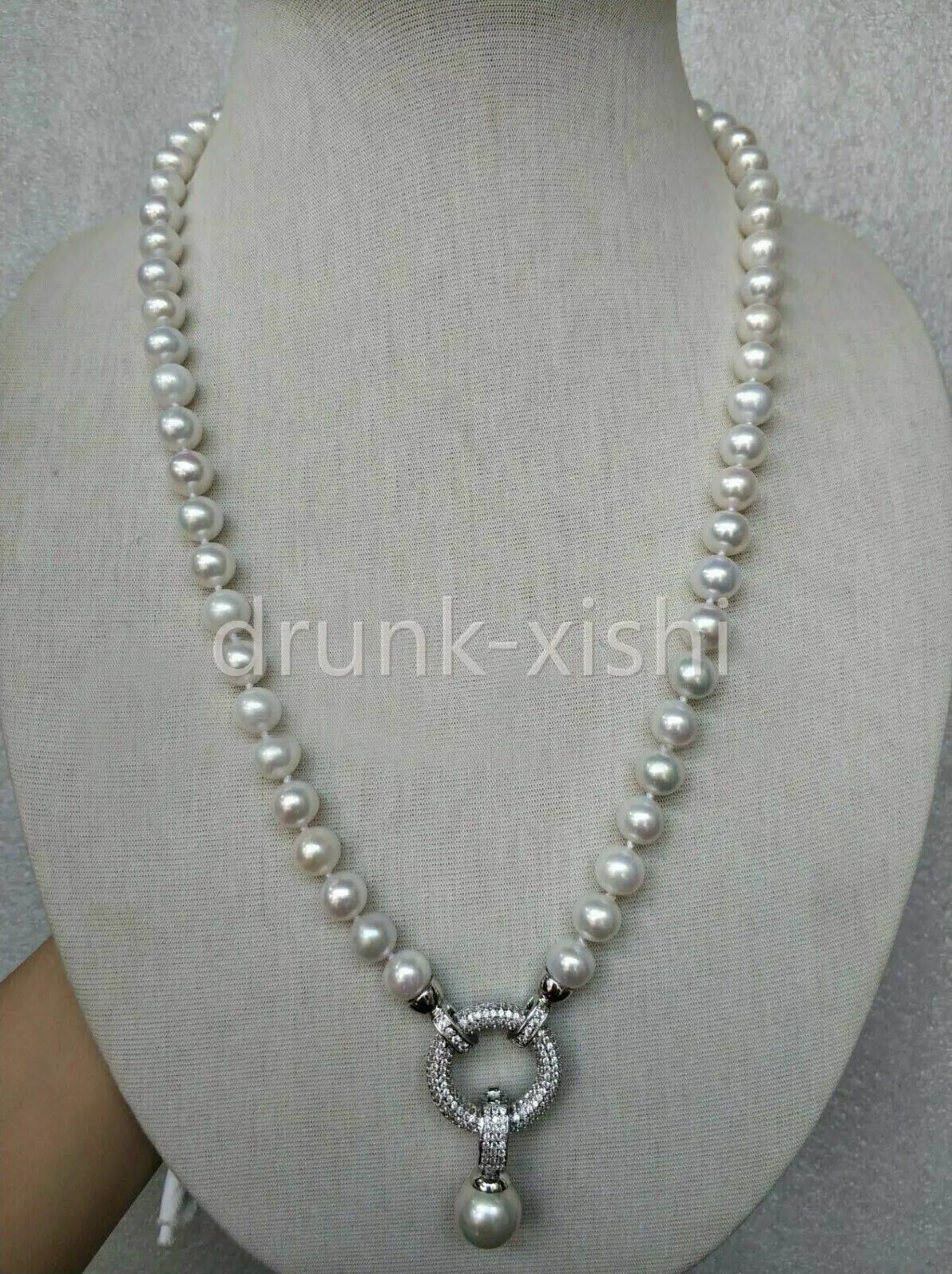 

Princess Length 18" Aaa 8-9mm Real Natural South Sea White Pearl Necklace 10-11mm Pendant Silver Fine Jewelry Free Shipping