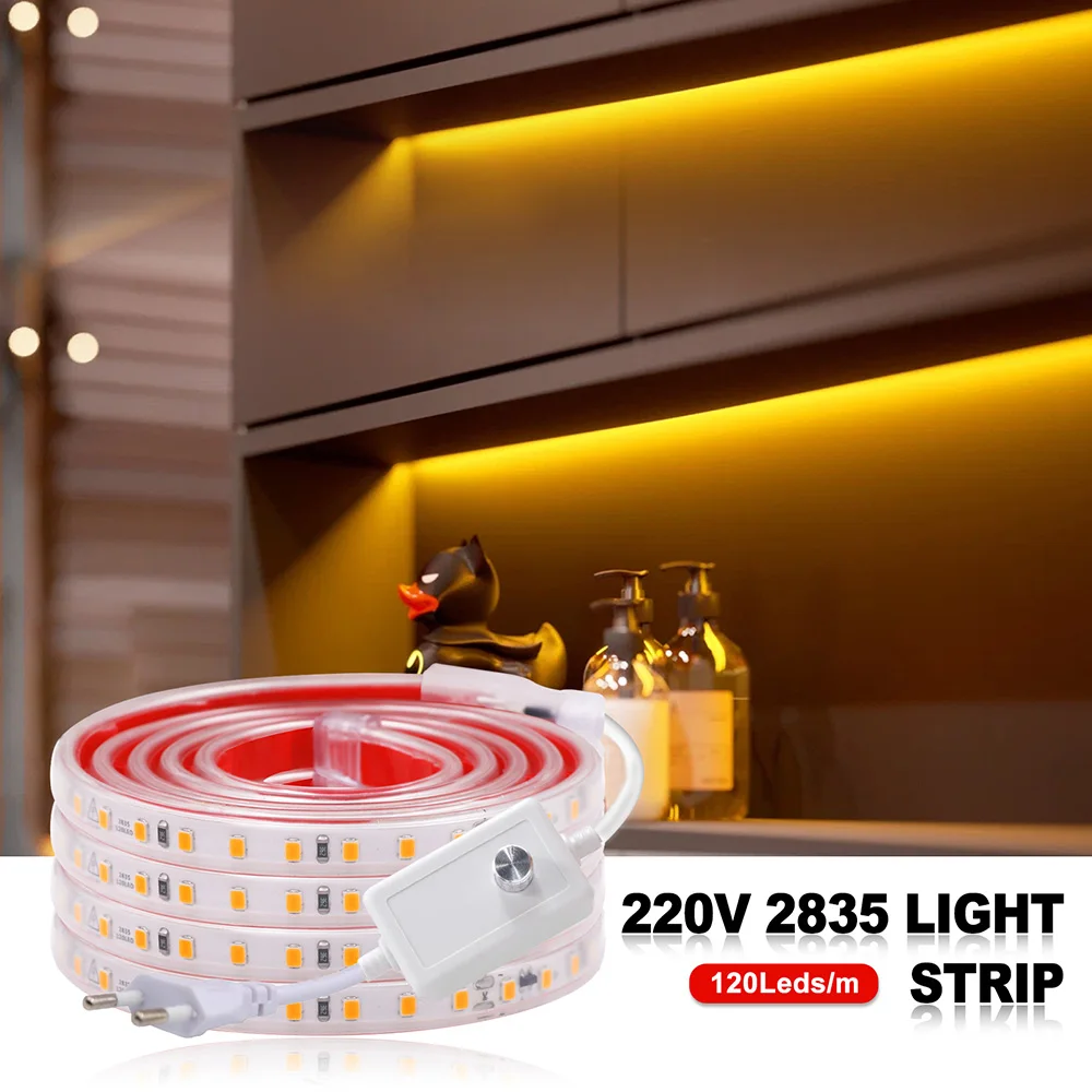 Description Picture 4 of itemDimmable LED Strip Light Dimmer Power Kit 220V 2835 120LEDs Flexible Waterproof Tape Diode 220 V Volt High Brightness Lighting