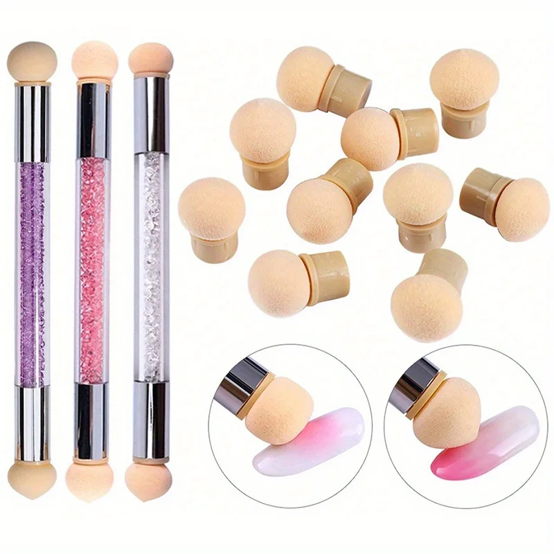 Sponge Heads Replacement Nails Art Gel Polish Color Gradient Brush Glitter Powder Dotting Pen Manicure Accessories Tools