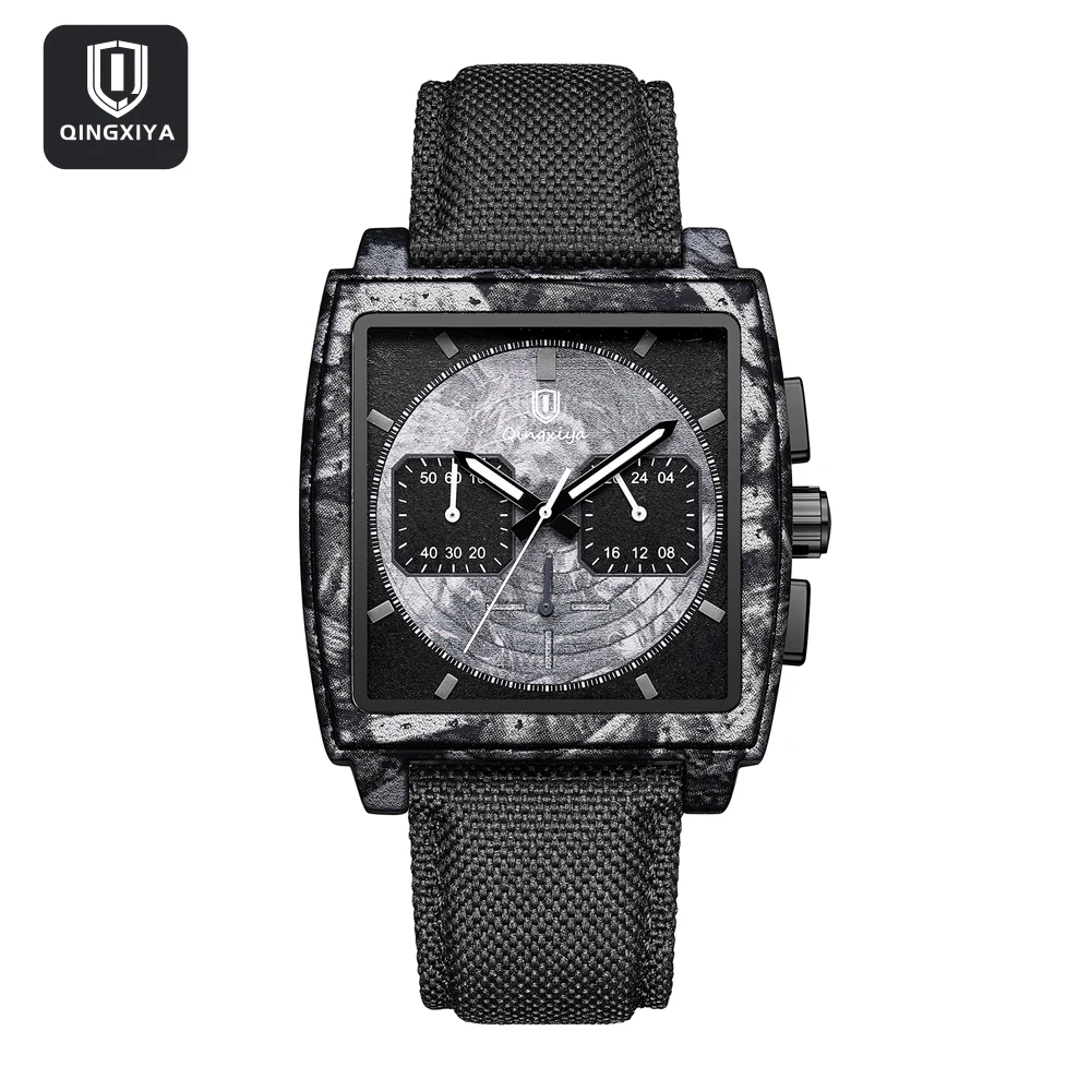 Men's Luxury Chronograph Quartz Watch - Military Style, Waterproof with Leather Strap