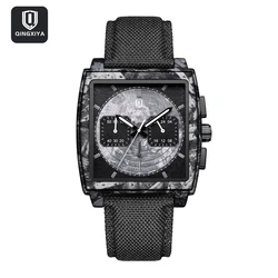 Men's Luxury Chronograph Quartz Watch - Military Style, Waterproof with Leather Strap (White Needle)