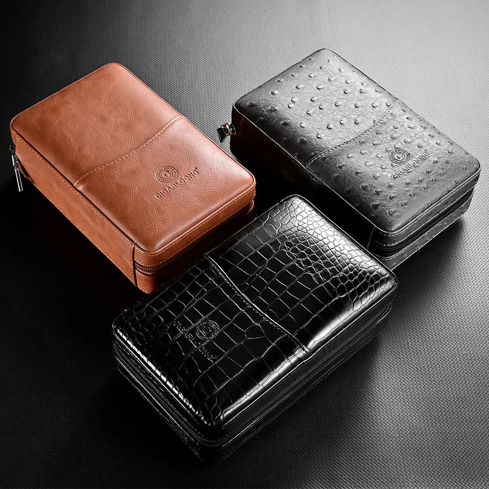 Cigar Humidor Cow Leather Cigarette Set Gift Box Portable Multifunction  Cigar Box with Cutter Lighter Drill Moisturizing - AliExpress