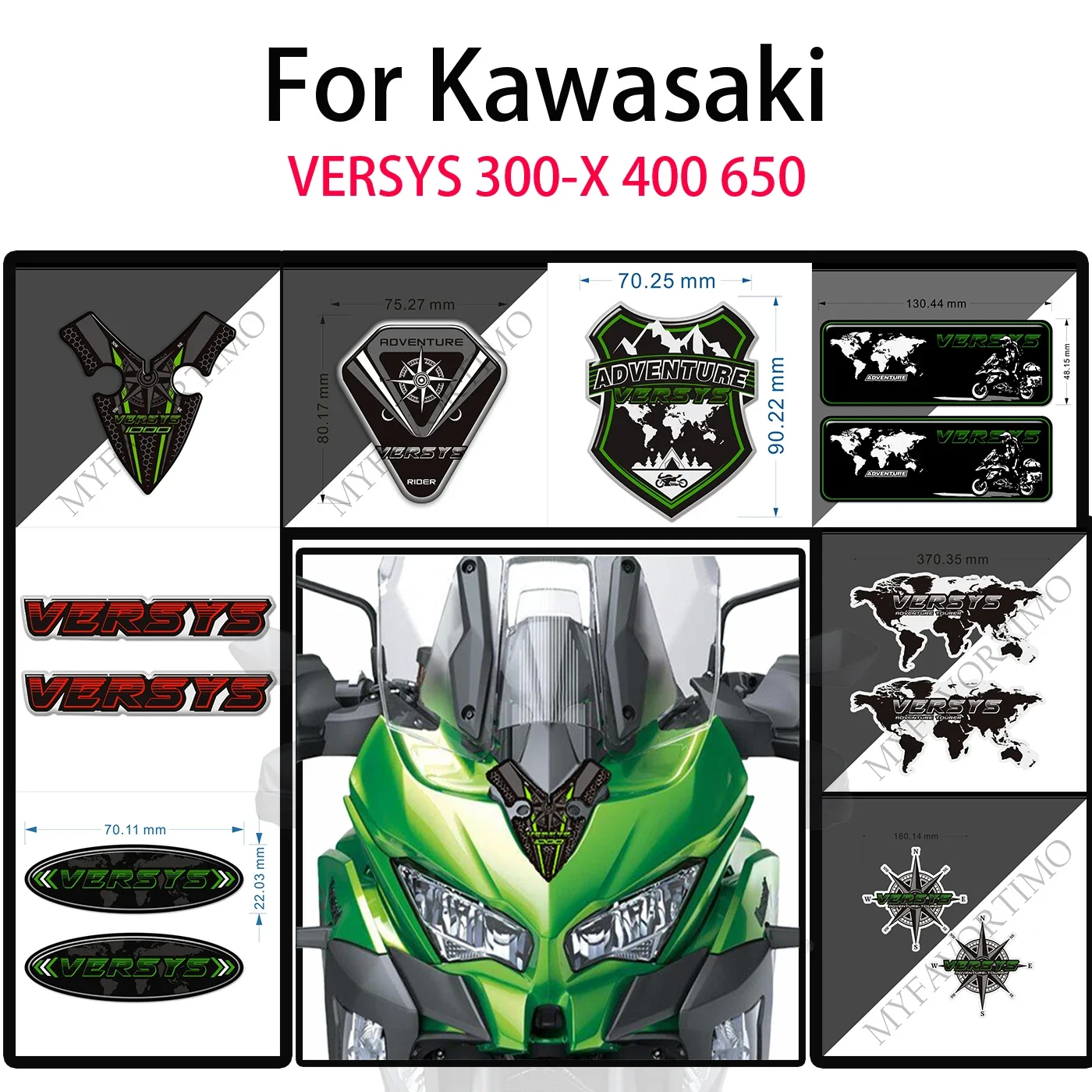 Motorcycle Stickers For Kawasaki VERSYS 300-X 400 650 1000 VERSYS-X 250 Trunk Luggage Cases Tank Pad Gas Fuel Oil Kit Knee