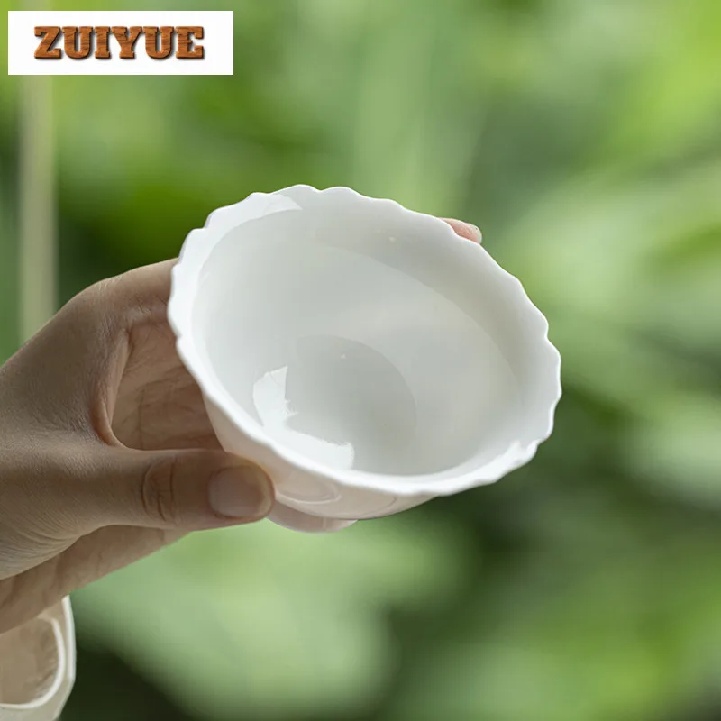 85ml Solid Color Glazed Covered Bowl Boutique Ceramic Flower Mouth Gaiwan Ancient Tea Tureen Tea Brewing Chinese Tableware Gift