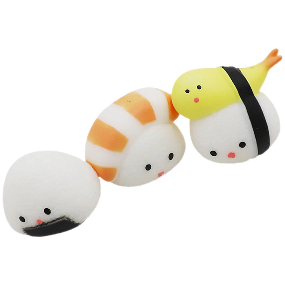 

3pcs Sushi Squeezing Toy Cartoon Sushi Shaped Sensory Toy Stretchy Plaything