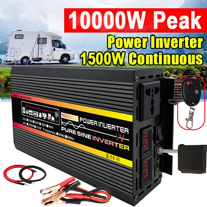 

10000W 12000W Pure Sine Wave Inverter DC12V 24V 48V To AC 220V Power Inverter Car Inverter for Solar System Home Outdoor RV Car