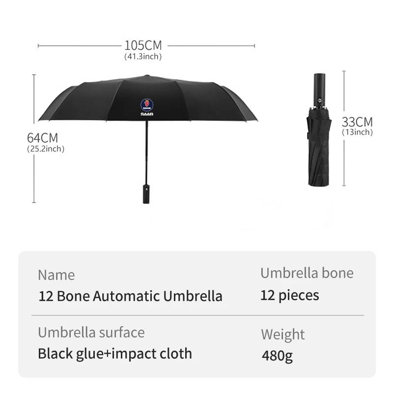 12 Bone Car Automatic Business Folding Umbrella Accessories For SAAB Turbo X Monster 9-2X GT750 92 Sweden Decal