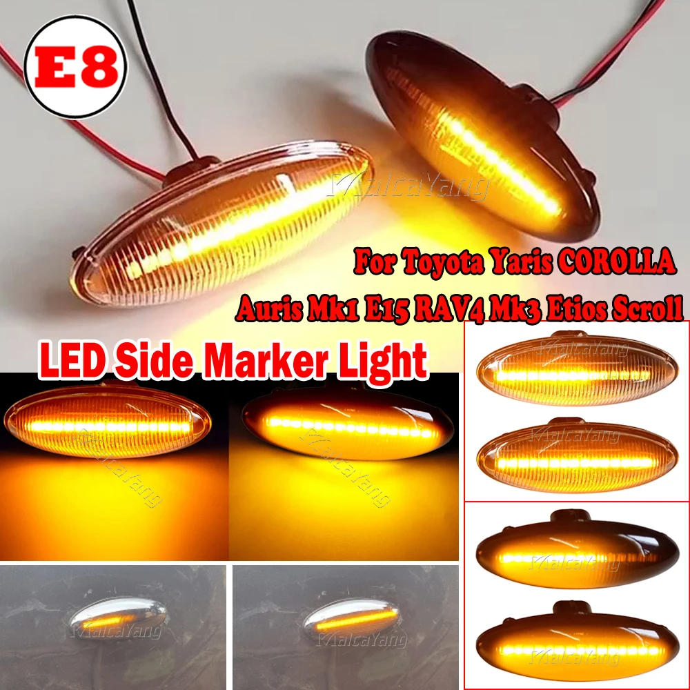 DZSQEGBX per Toyota Yaris per Corolla per Auris Mk1 E15 Rav4 Mk3 Dinamico Indicatori di Direzione 2 Pz Side Marker Luci Sequenziale Lampeggiante Lampade Specchio Indicatori(Crystal Type