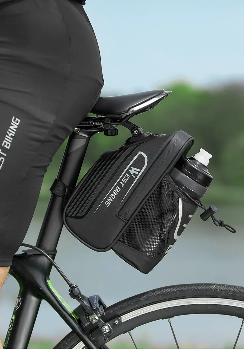 West Biking 1,6 l Fahrrad Heck tasche mit Wasser flasche Tasche Fahrrad taschen MTB Road Sattel Sattelstütze Doppel reiß verschluss Fahrrad Heck taschen – Detail 18