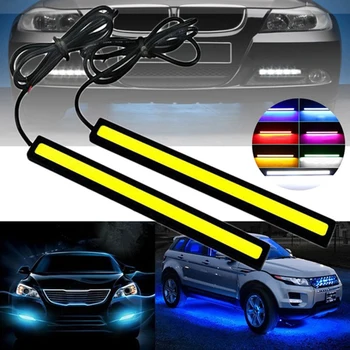 2pcs COB DRL daytime running light strip Car Interior Lamp Ambient decorative light bar 17CM Waterproof LED Grille Signal Light 1