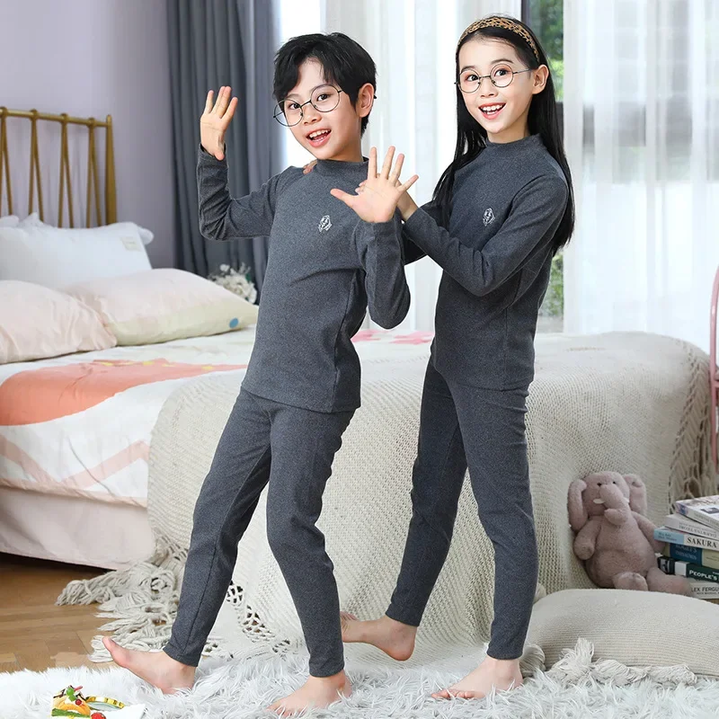 Children Turtleneck Thermal Underwear Set Winter Warm Boys Girls Long Johns Soft Teen Kids Pajamas 3 To 14 Years Boy Loungewear children underwear suits,children clothes