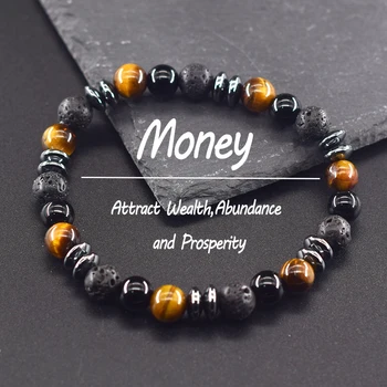 Natural Yellow Tiger Eye Stone Beads Bracelet 1