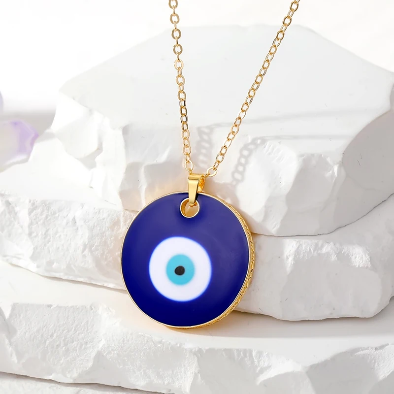 Enamel Turkish Evil Eyes Pendant Necklace For Women New Simple