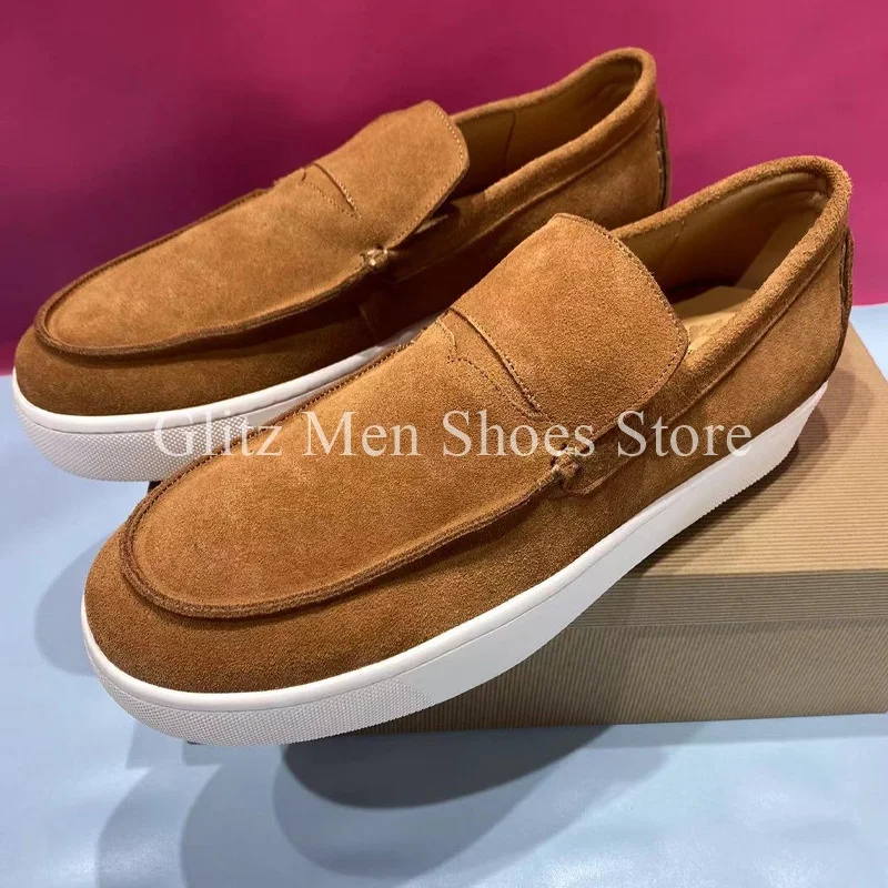 

New Cow Suede Loafers Men’s Height Increasing Shoes Pointed Head Slip On Calfskin Leisure Wedding Dress Business Single Shoes