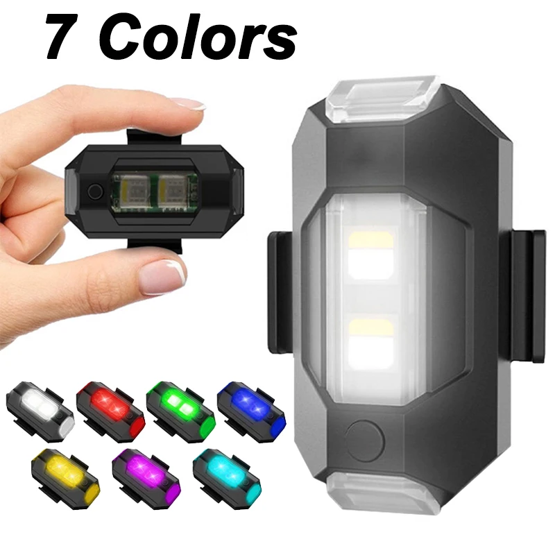 

New Arrival 7 Colors Mini Motorcycle LED Lights Universal Motorbike Flashing Warning Light Adjustable Wireless USB Charging Lamp