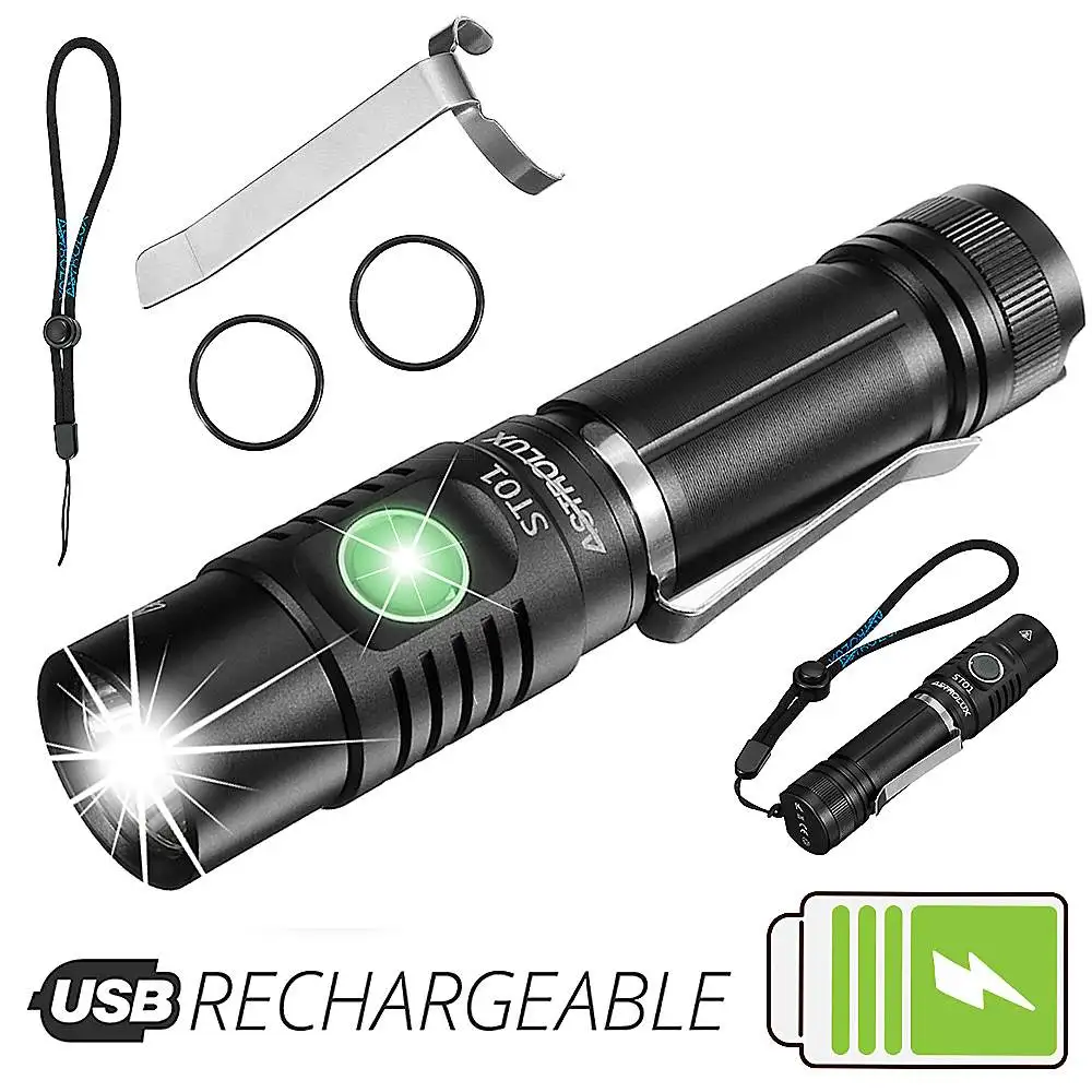 

ST01 SST40/XHP50.2 3500lm Compact EDC 21700 Flashlight 4 Modes USB Rechargeable Ultra-bright Mini LED Torch Clip Pocket Light