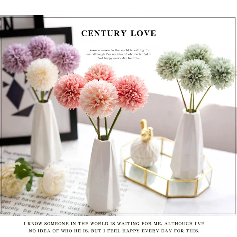 

1/5PCs Dandelion Artificial Flower Silk Ball Fake Flower Bouquets Wall Home Room Decor Country Wedding Decoration Valentines Day