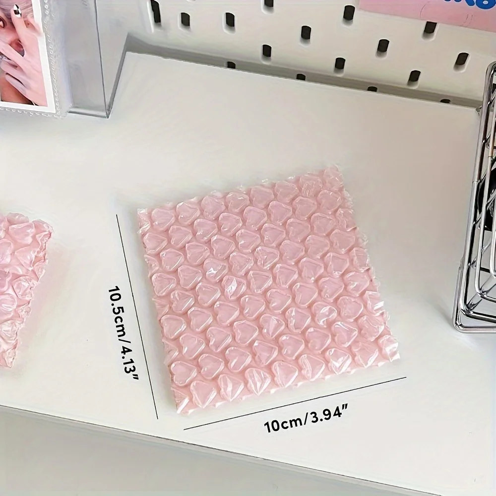 Pink Heart-Shaped Protective Bubble Pouches - 3.9 x 4.1in Cushioning Bags for Shipping, Moving, and Storage for Fragile Items