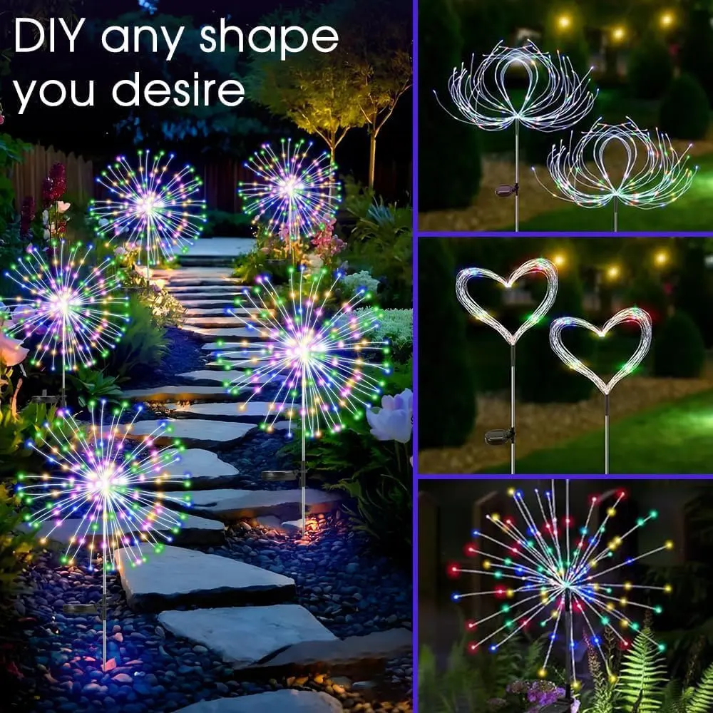 Solar LED Firework Fairy Lights for Outdoor Garden Decoration
