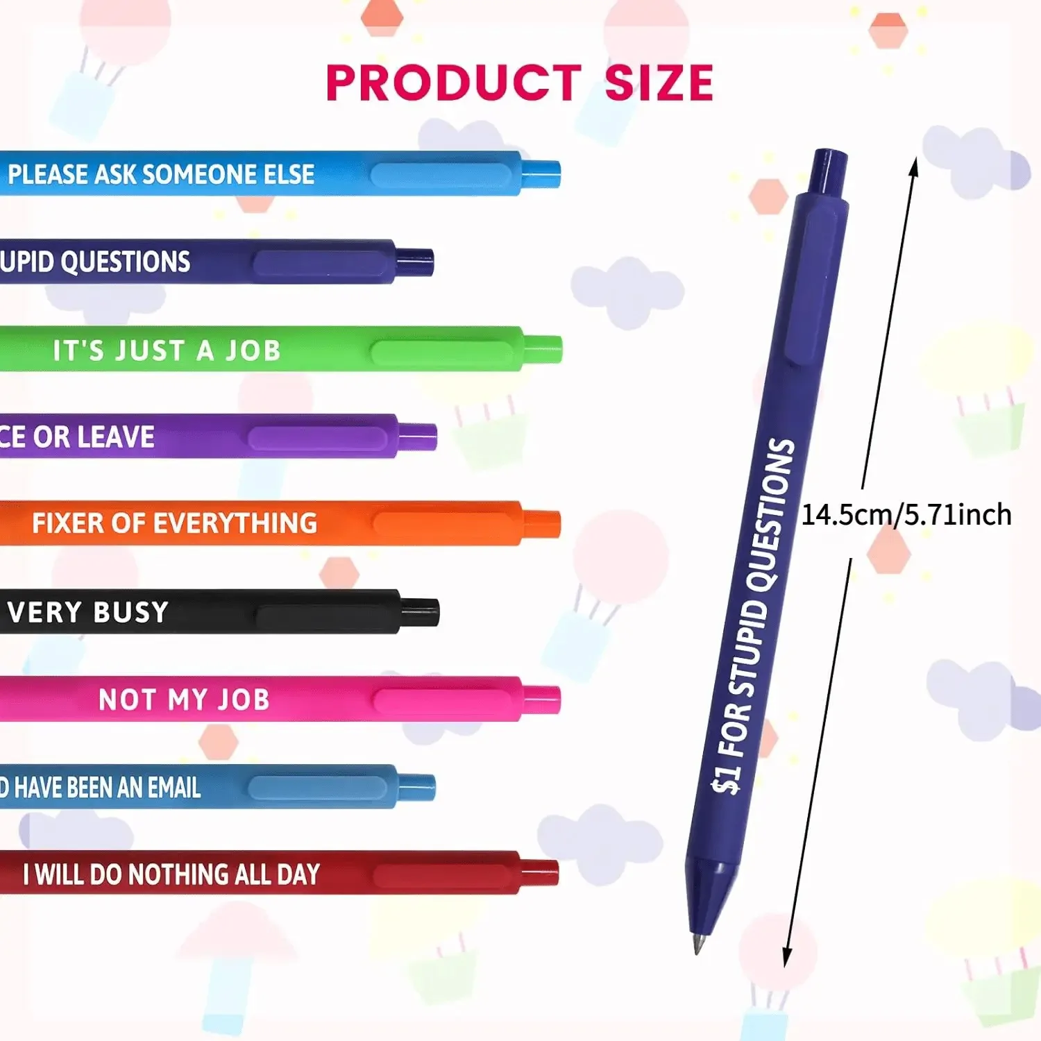 Fun & Satirical Quote Ballpoint Pen Set - Amusement Park Edition