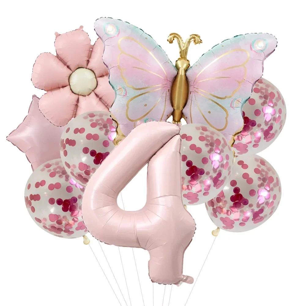 Pink Butterfly Foil Balloons for 5th Birthday and Themed Celebrations