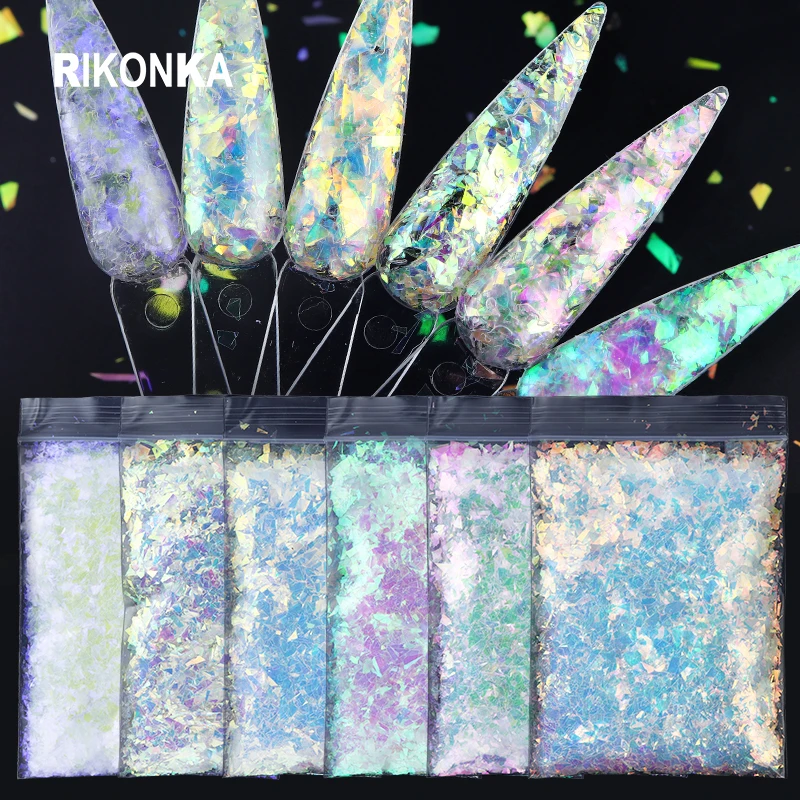 10g AB Irregular Chunky Glitter Bulk Colorful Shell Sparkly Mirror Nail Art Sequins Charm Nail