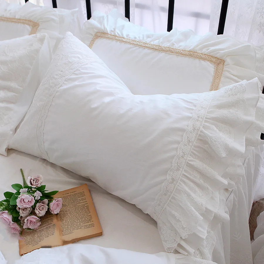

Super luxury pillow case ruffle lace design body pillowcase white pillow cover home decor designer pillowcase throw pillowcase